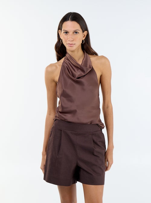 Calções de linho misto lisos - Kiabi