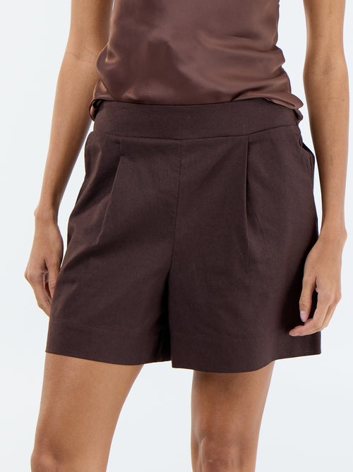 Calções de linho misto lisos - Kiabi