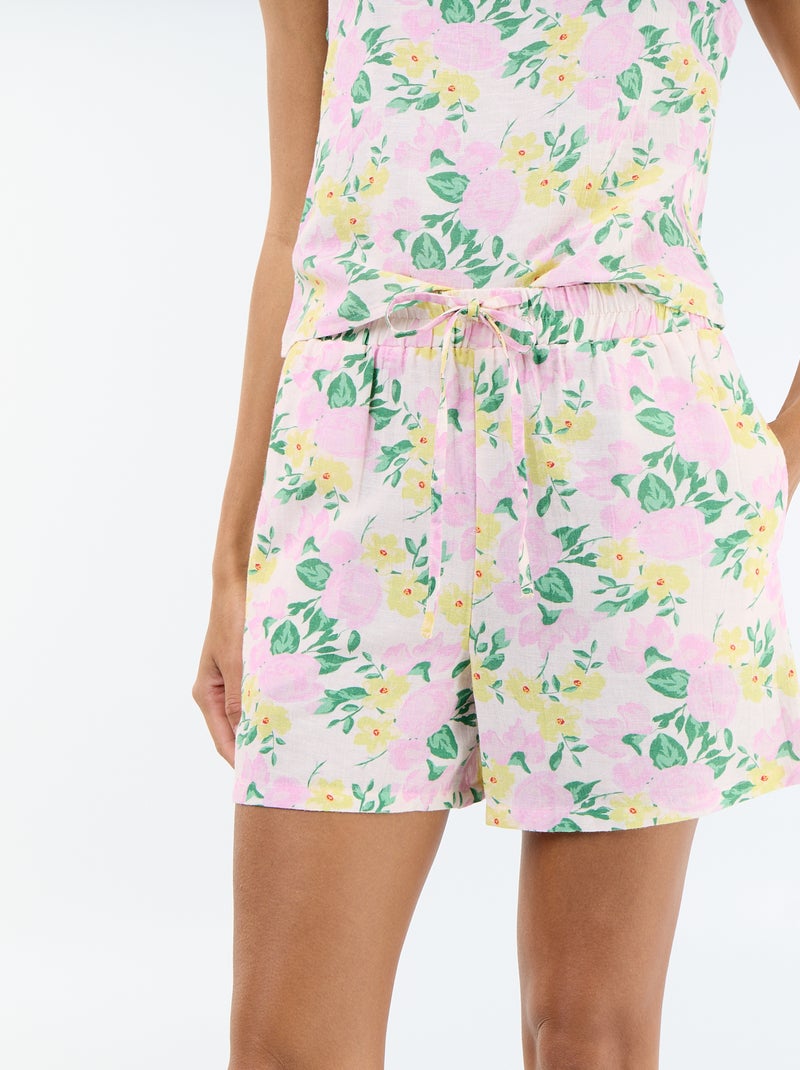 Calções de linho misto Rosa - Kiabi