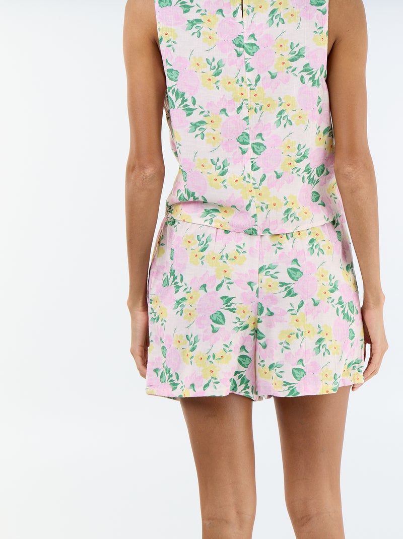 Calções de linho misto Rosa - Kiabi