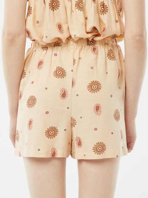 Calções de linho misturado com 2 bolsos - Kiabi