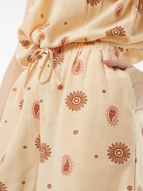 Calções de linho misturado com 2 bolsos - Kiabi