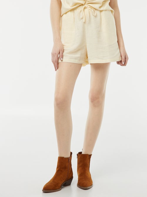 Calções de linho misturado com 2 bolsos - Kiabi