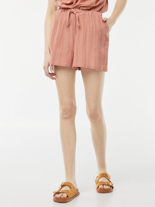 Calções de linho misturado com 2 bolsos - Kiabi