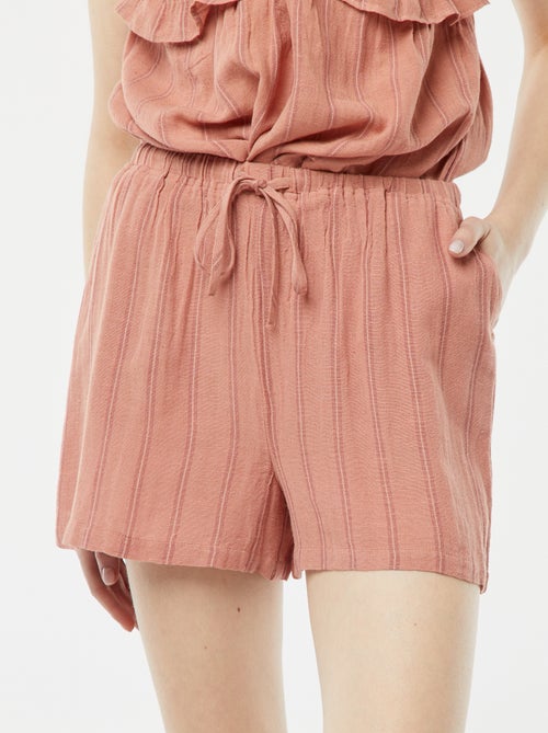 Calções de linho misturado com 2 bolsos - Kiabi