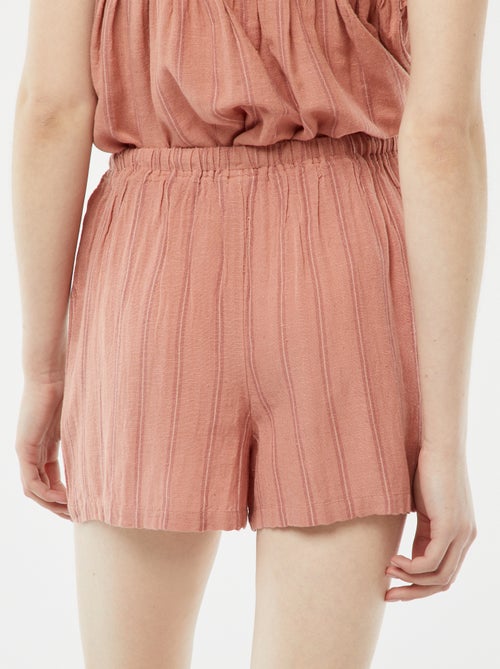 Calções de linho misturado com 2 bolsos - Kiabi