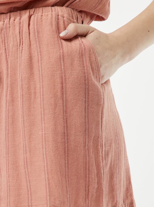 Calções de linho misturado com 2 bolsos - Kiabi