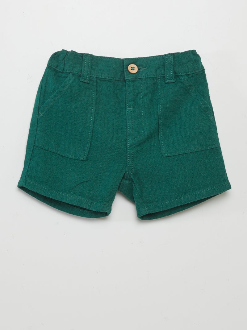 Calções de linho misturado VERDE - Kiabi