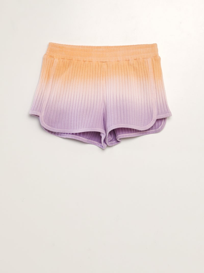 Calções de malha canelada tie and dye LARANJA - Kiabi