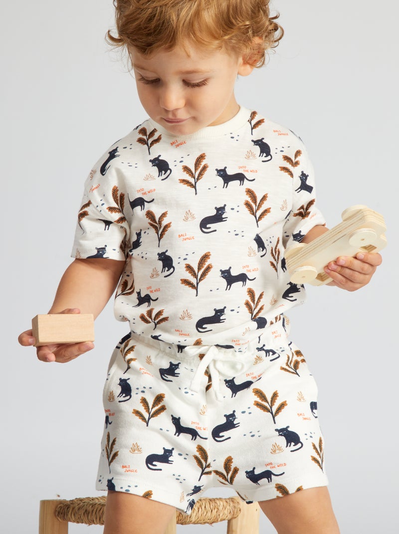 Calções de malha com estampado de fantasia BRANCO - Kiabi