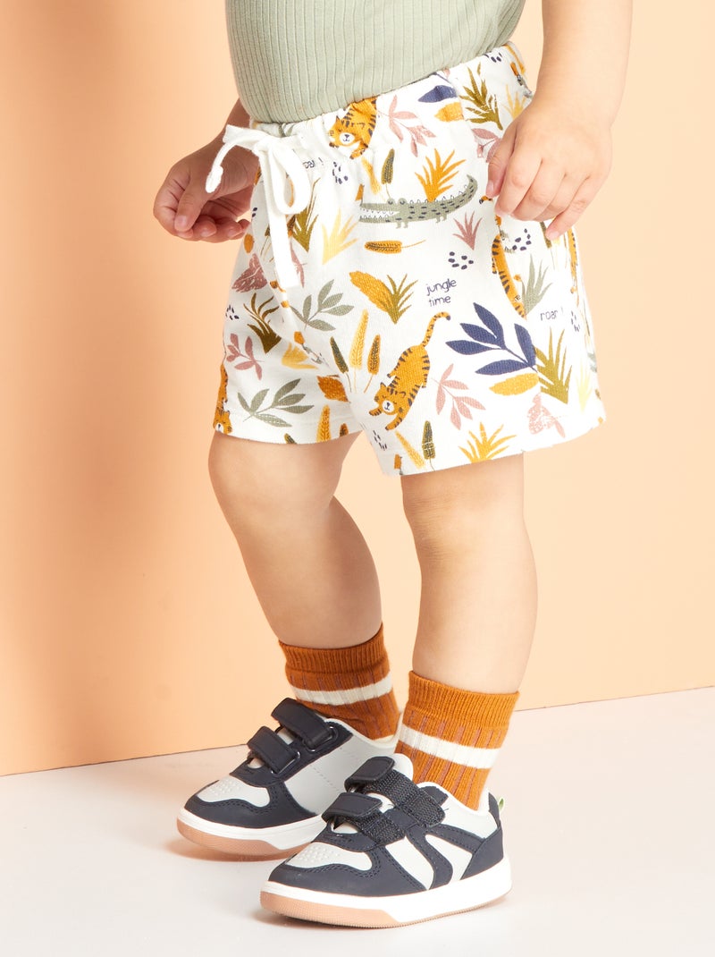 Calções de malha com estampado de fantasia BRANCO - Kiabi