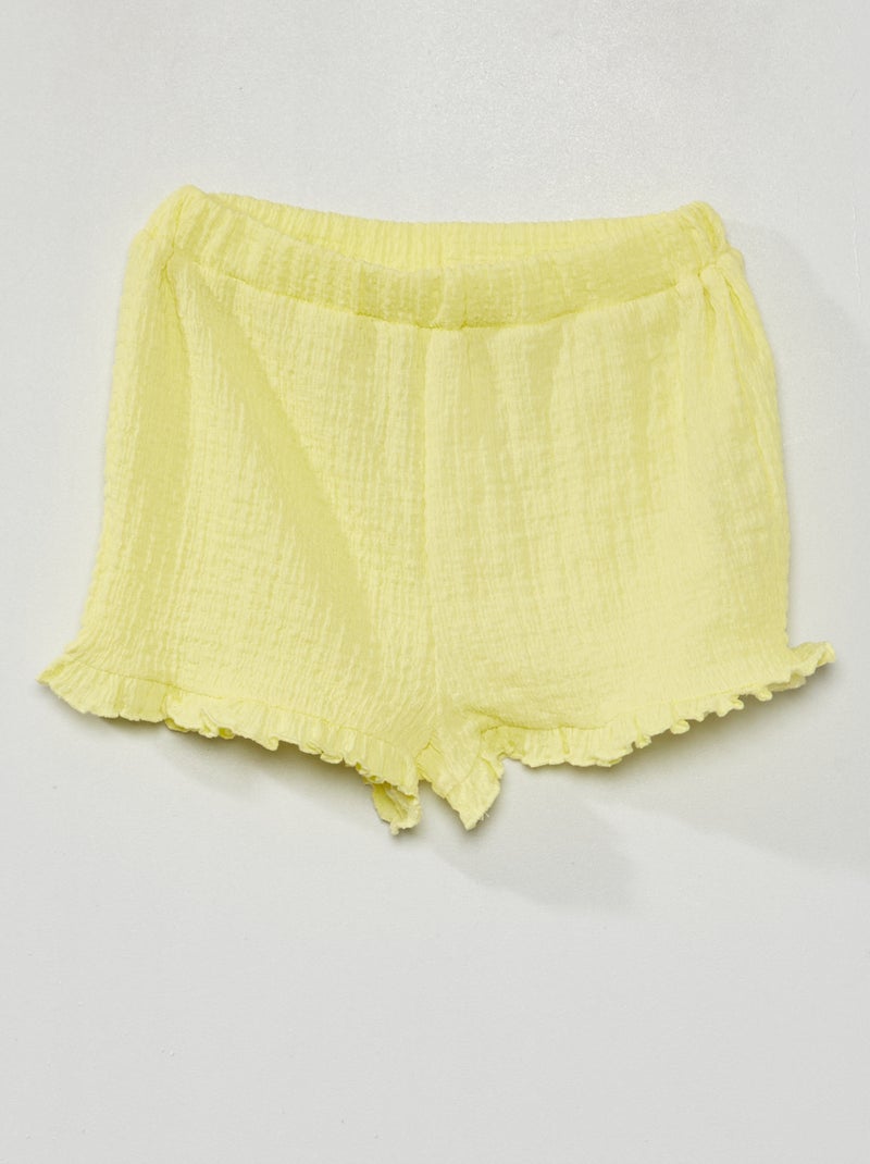 Calções de malha com favos de mel AMARELO - Kiabi