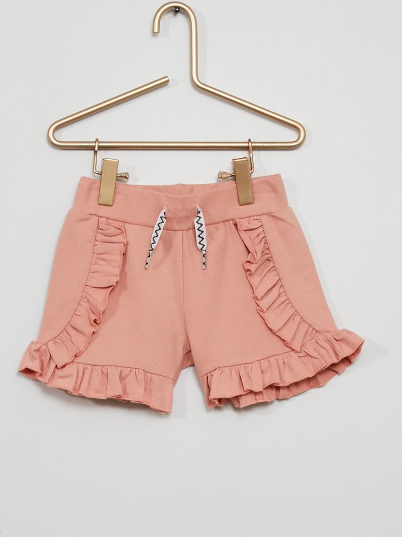Calções de malha com folhos Rosa - Kiabi