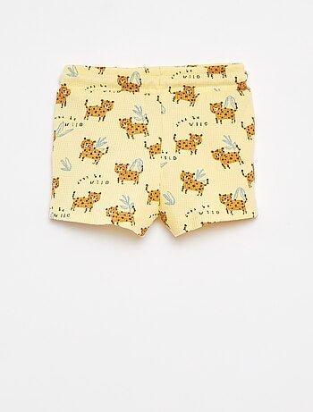 Calções de malha gofrada com estampado