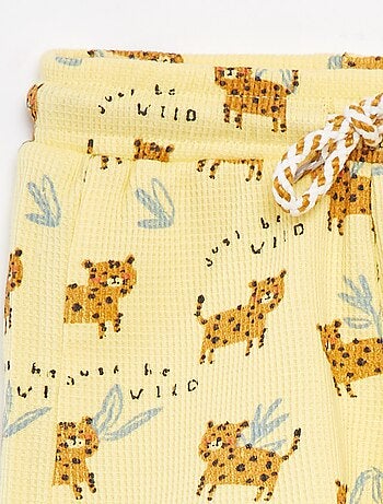 Calções de malha gofrada com estampado