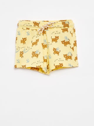 Calções de malha gofrada com estampado