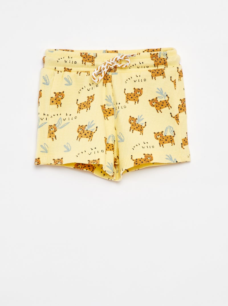 Calções de malha gofrada com estampado AMARELO - Kiabi