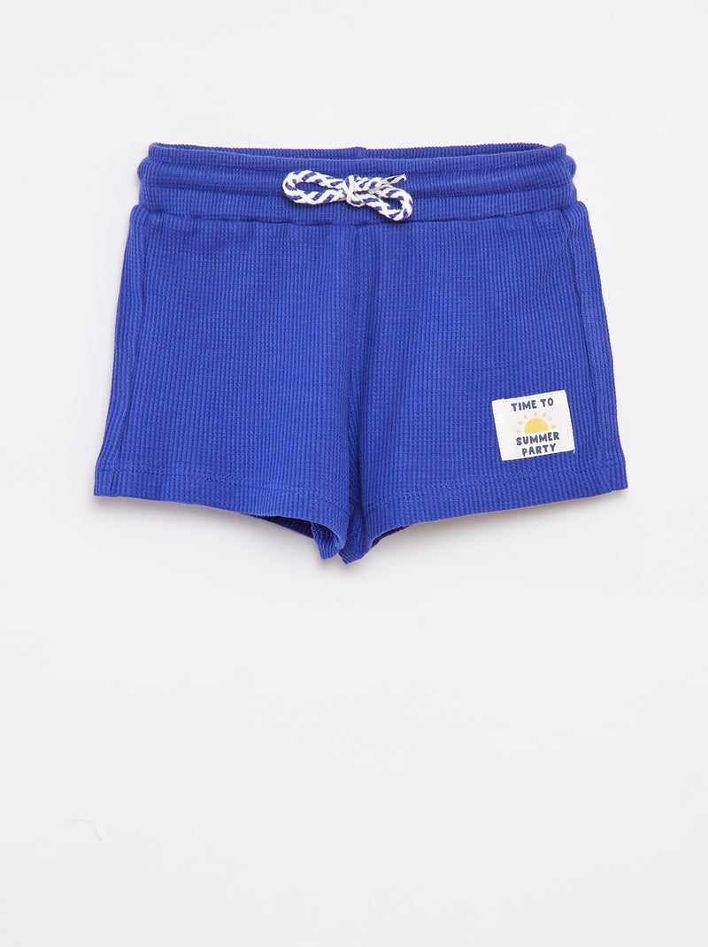 Calções de malha gofrada com estampado AZUL - Kiabi