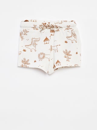 Calções de malha gofrada com estampado