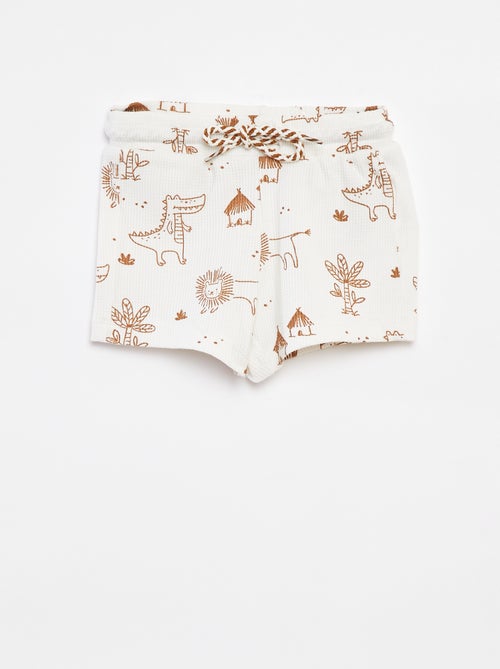 Calções de malha gofrada com estampado - Kiabi