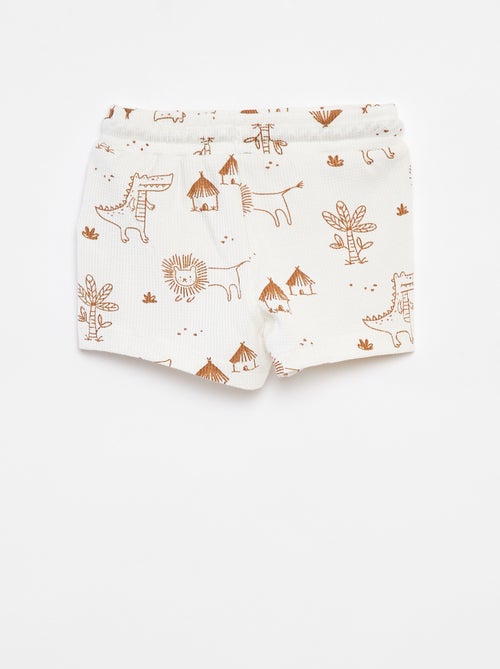 Calções de malha gofrada com estampado - Kiabi