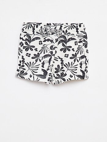Calções de malha gofrada com estampado