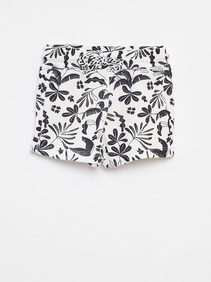 Calções de malha gofrada com estampado BRANCO - Kiabi