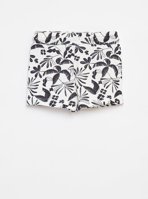 Calções de malha gofrada com estampado - Kiabi