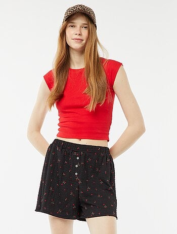 Calções de malha gofrada com motivo