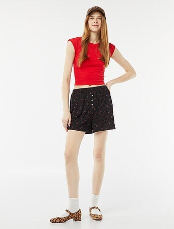 Calções de malha gofrada com motivo