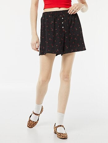 Calções de malha gofrada com motivo