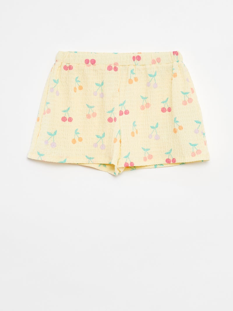 Calções de malha gofrada com motivos Amarelo - Kiabi