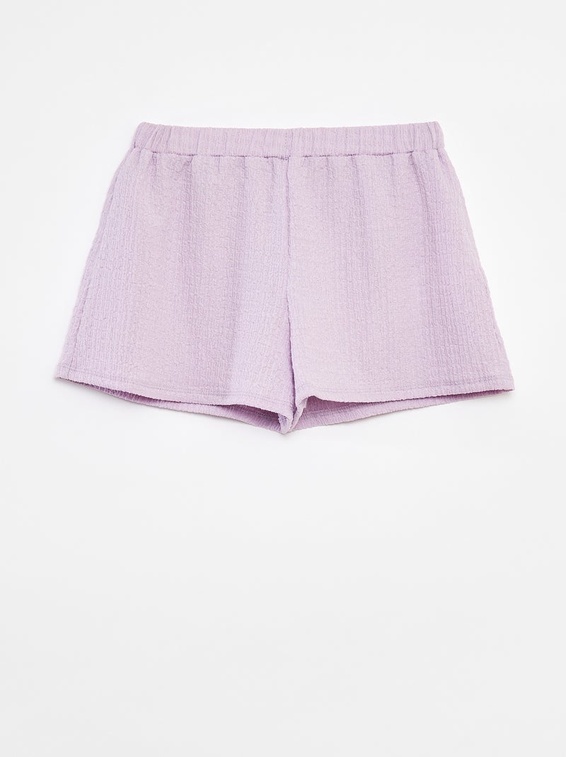 Calções de malha gofrada com motivos Violeta - Kiabi