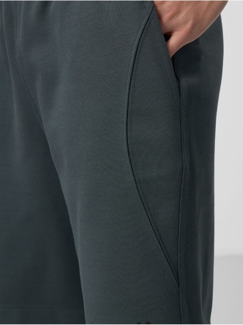 Calções de malha oversize em mistura de algodão tommy Cinza-preto - Kiabi