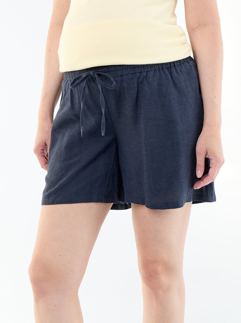 Calções de maternidade de linho estampado Azul - Kiabi