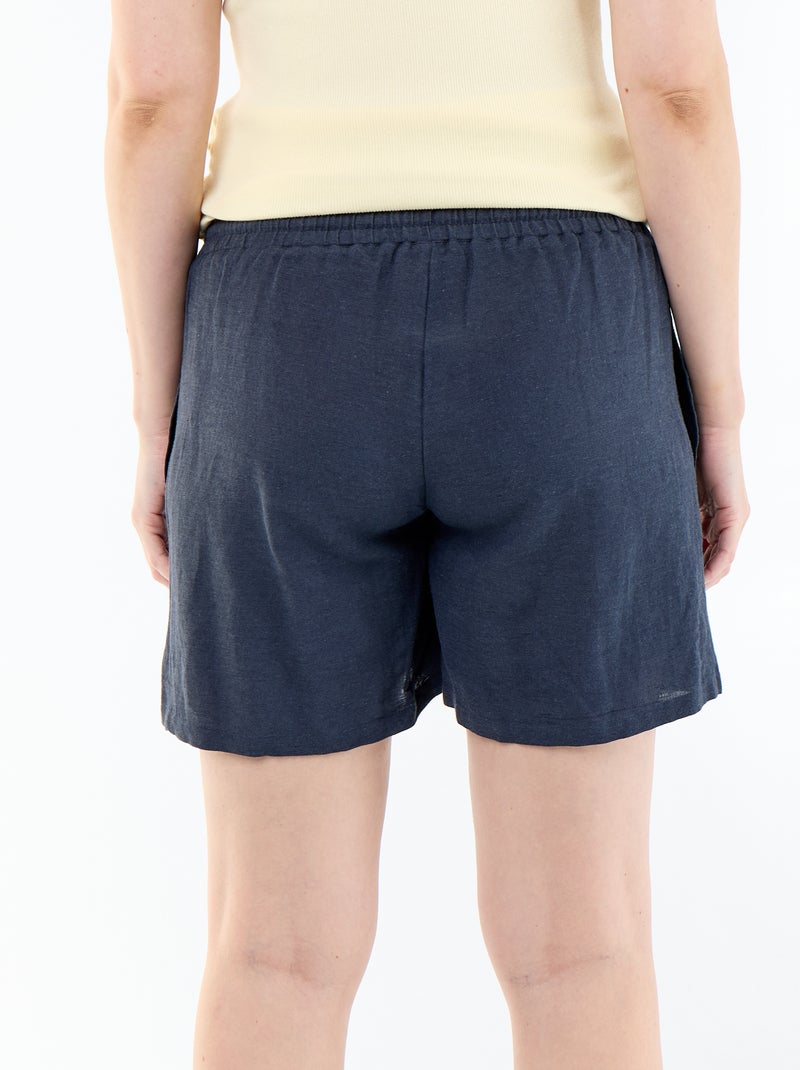 Calções de maternidade de linho estampado Azul - Kiabi