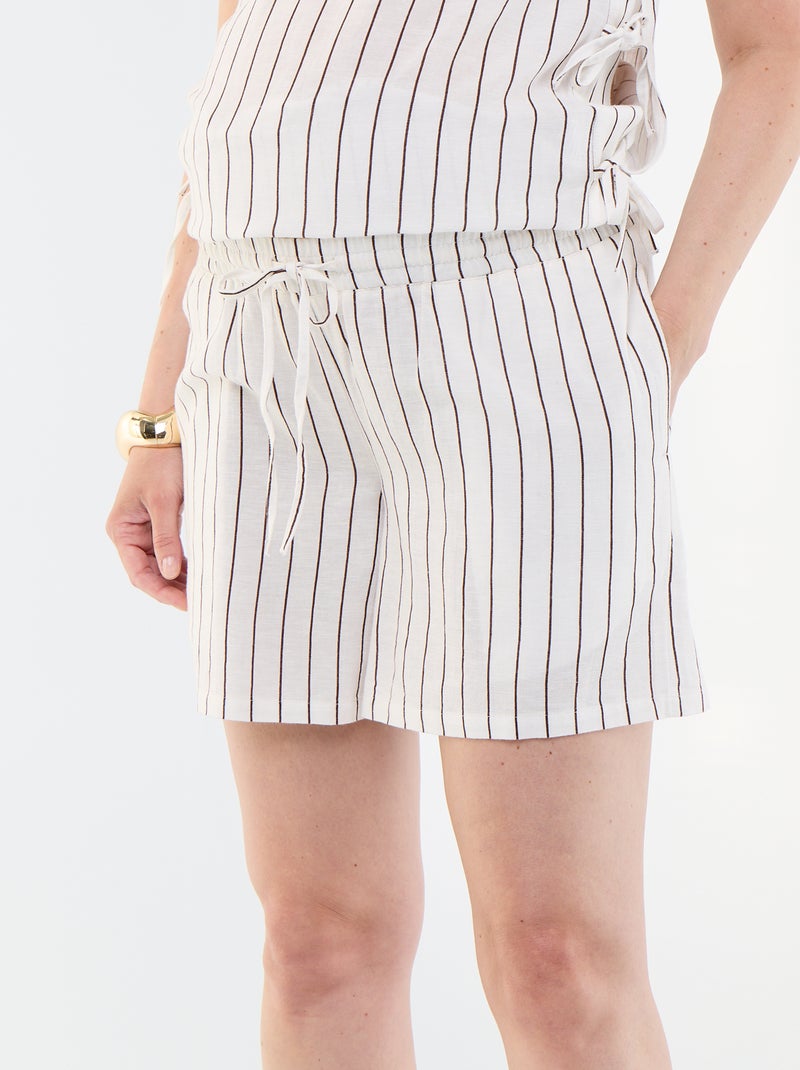 Calções de maternidade de linho estampado Branco - Kiabi