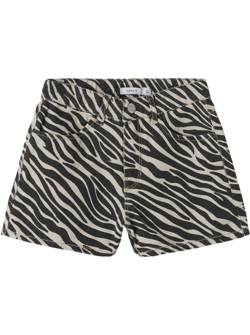 Calções de Menina Name It Frose com Padrão Zebra Preto Preto - Kiabi