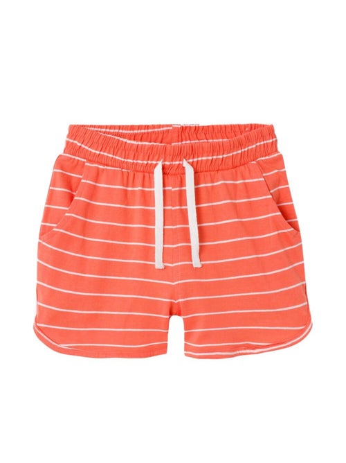 Calções de Menina Name It Vamaja Cor Coral com Riscas - Kiabi Calções de Menina Name It Vamaja Cor Coral com Riscas - Kiabi