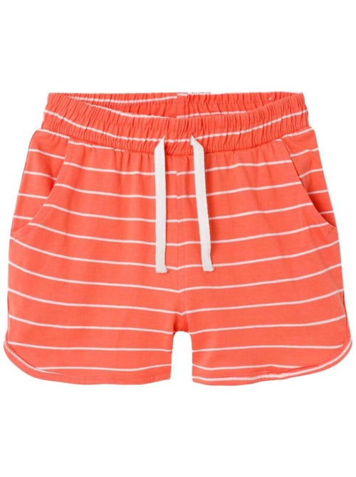 Calções de Menina Name It Vamaja Cor Coral com Riscas - Kiabi Calções de Menina Name It Vamaja Cor Coral com Riscas - Kiabi