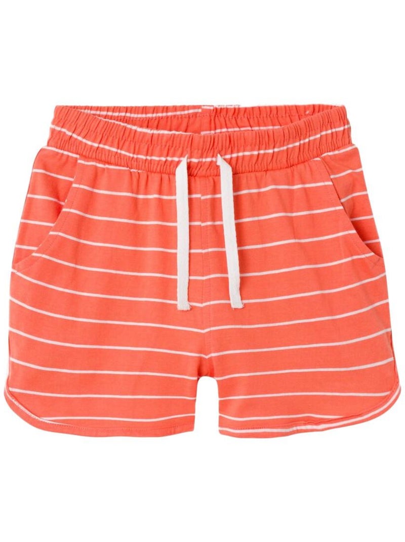 Calções de Menina Name It Vamaja Cor Coral com Riscas Rosa - Kiabi