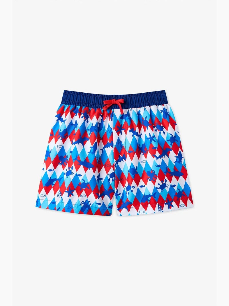 Calções de menino circus com padrão losango penti Branco Vermelho - Kiabi