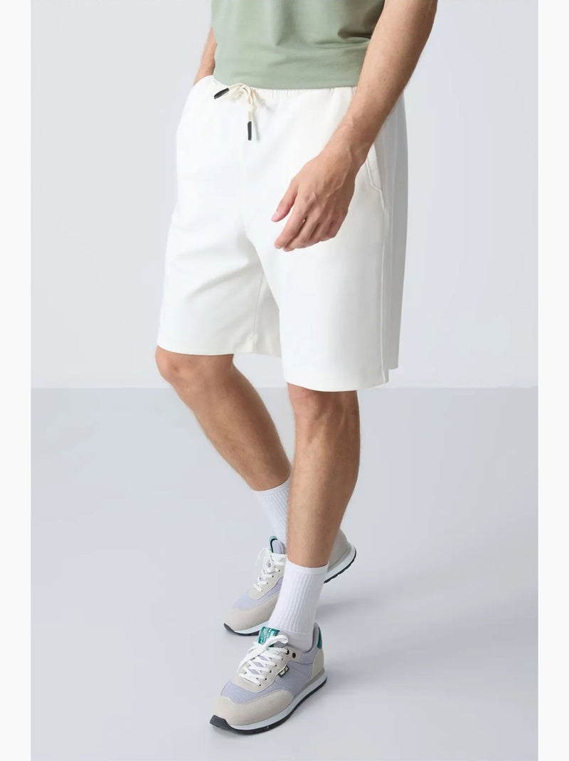 Calções de moletom masculinos em mistura de algodão tommy Branco - Kiabi