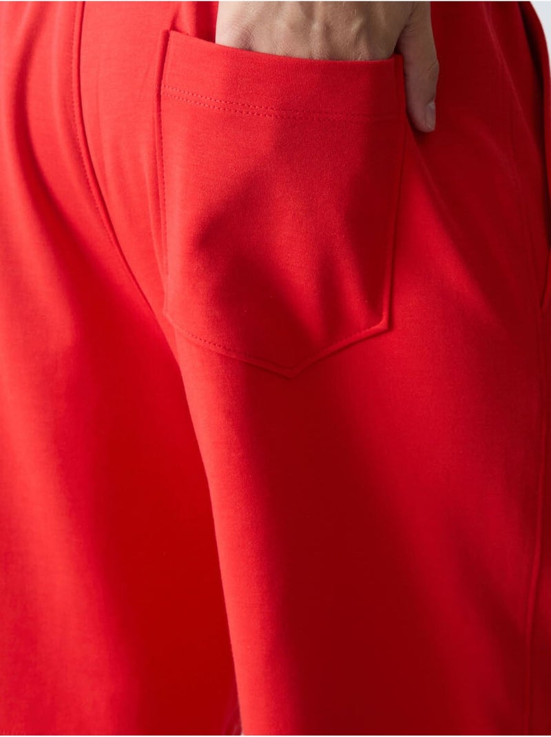 Calções de moletom masculinos em mistura de algodão tommy Vermelho - Kiabi