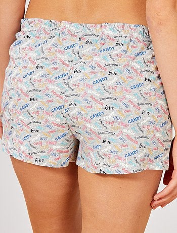 Calções de noite com estampado 'mensagens' - Kiabi
