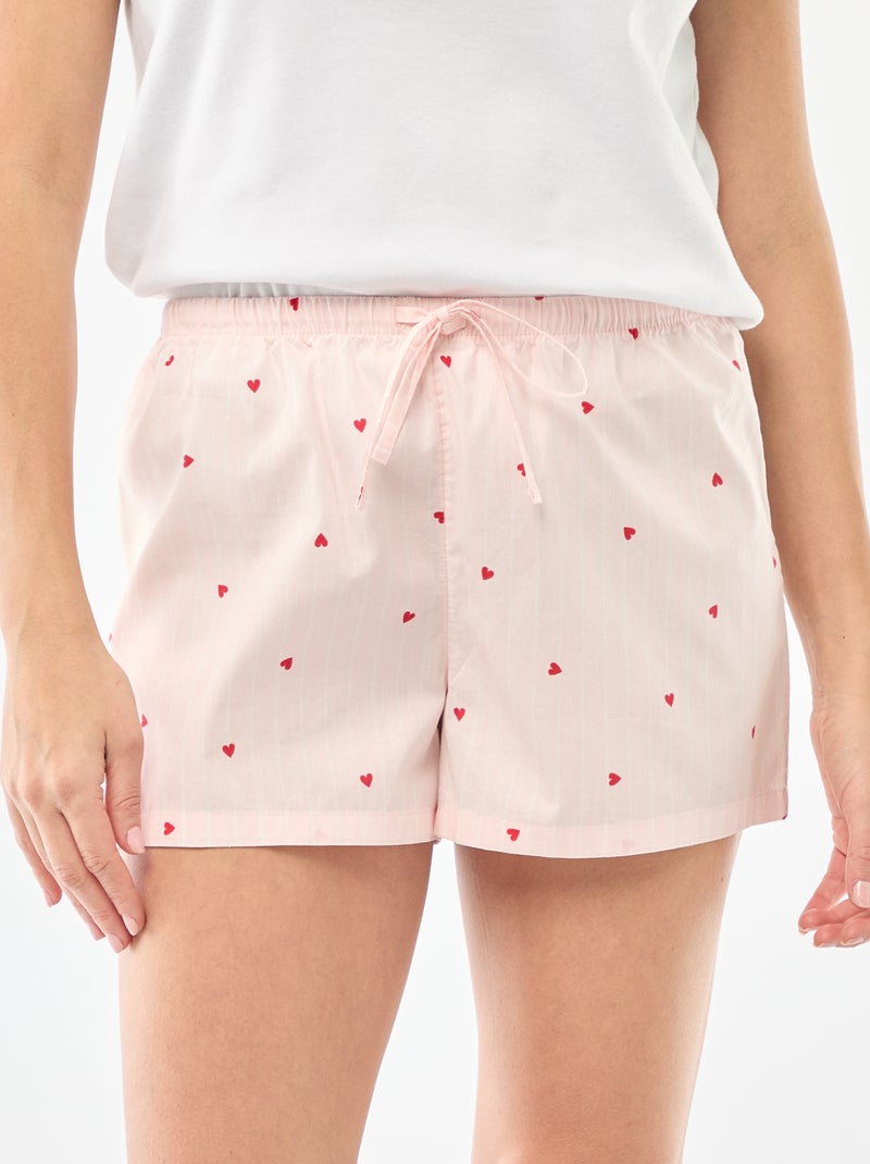 Calções de pijama em popelina Rosa - Kiabi