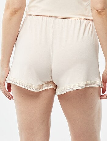 Calções de pijama fluidos com bordados