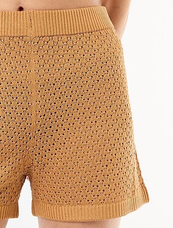 Calções de praia em malha de croché