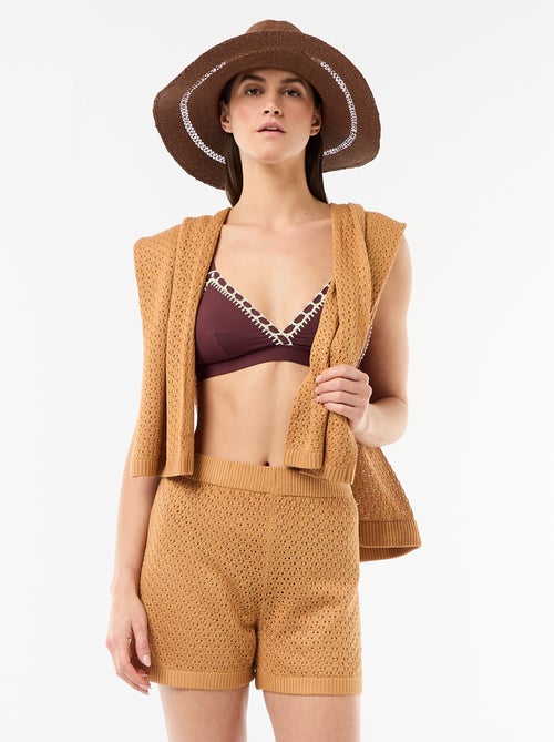 Calções de praia em malha de croché - Kiabi