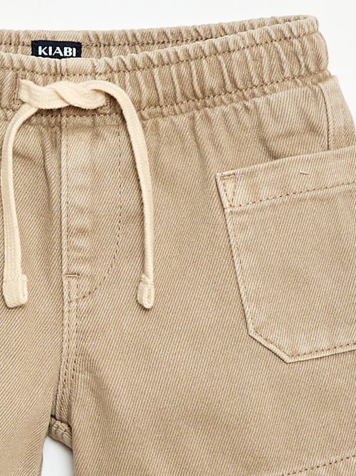 Calções de sarja com bolsos chapados - Kiabi
